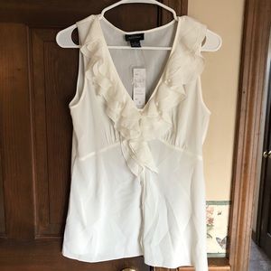 Sleeveless sheer ruffle blouse top